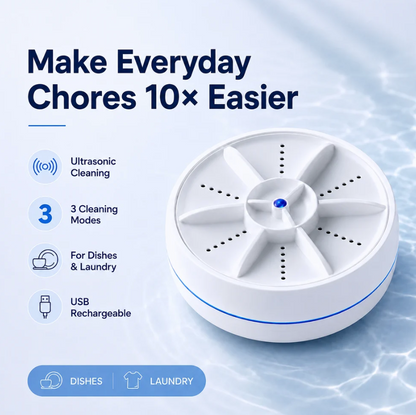 Nuvora™ Portable Ultrasonic Washer for Dishes & Laundry