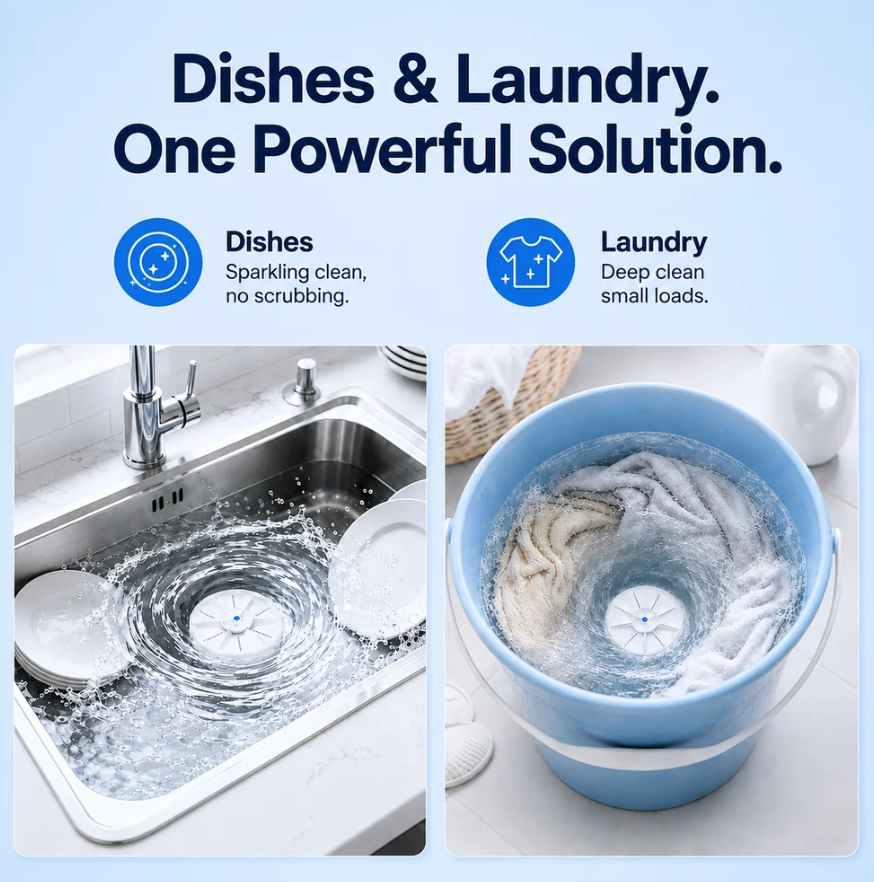Nuvora™ Portable Ultrasonic Washer for Dishes & Laundry